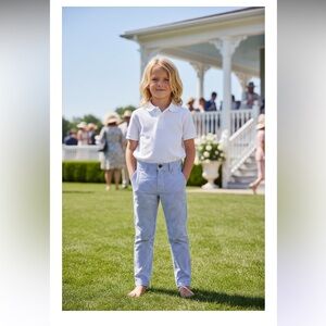 Janie and Jack Navy and White Striped Trousers